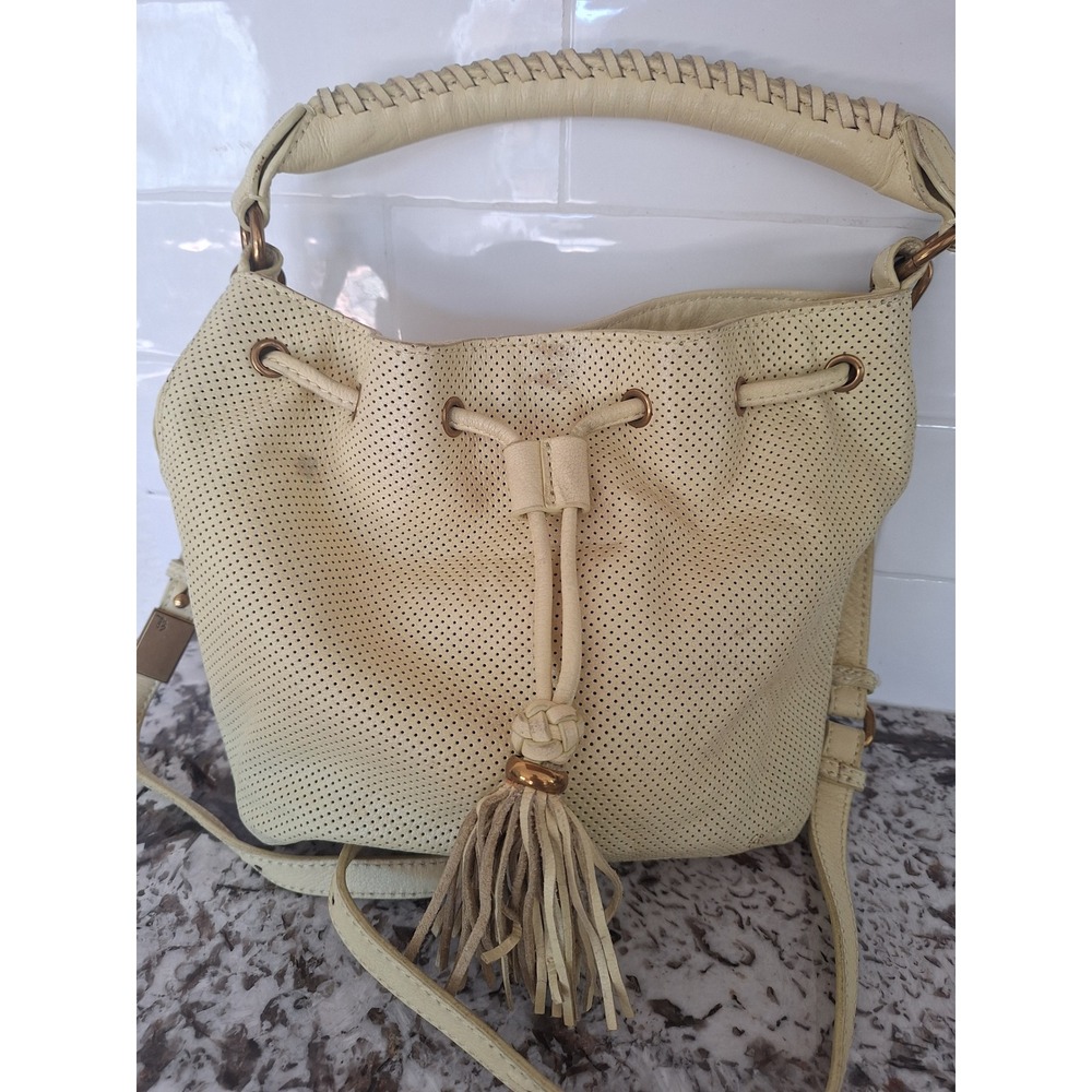 Elliott Lucca Lemon color Soft  Leather Shoulder Handbag crossbody‎